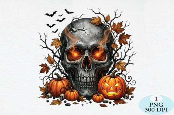 Download Halloween Skull &amp; Pumpkin PNG - Halloween skull Collection