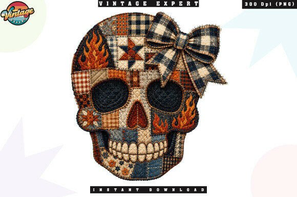 Download Spooky Halloween Skull Patchwork PNG - Halloween skull Collection
