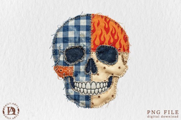 Download Patchwork Halloween Skull PNG - Halloween skull Collection