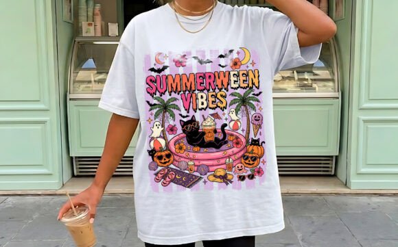 Download Summerween Vibes Halloween T-shirt Png - Premium Resources