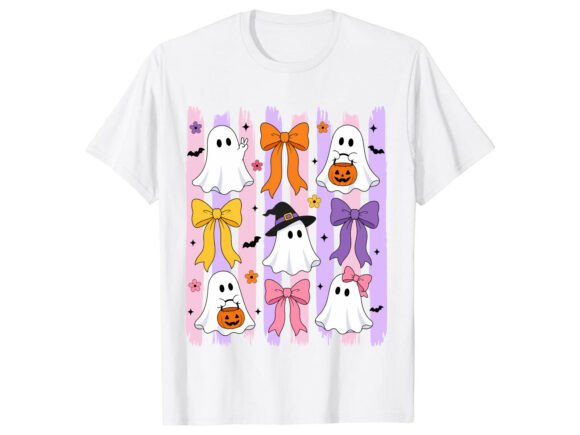 Download Cute Ghost Bow Halloween T-Shirt - Premium Resources