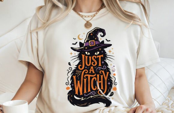Download Just a Witchy Cat Halloween T-shirt Png - Premium Resources